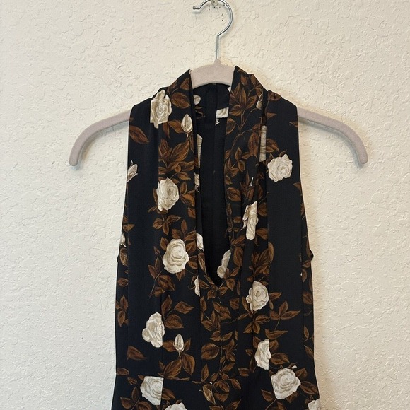 Emilia Wickstead Womens Midi Hailey Dress Cream Brown Floral Georgette Size 2 - Picture 7 of 10